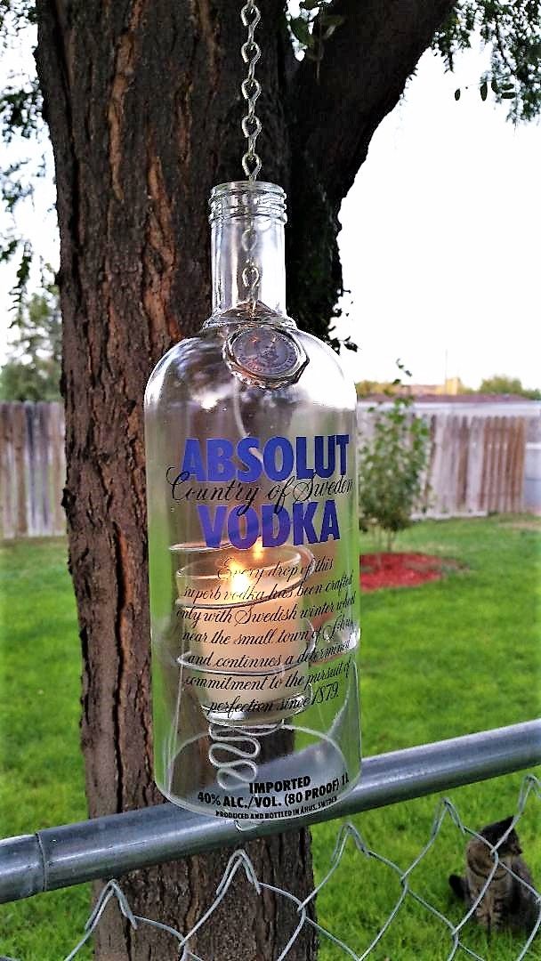 Absolut Vodka bottle made into a patio candle light. www ...