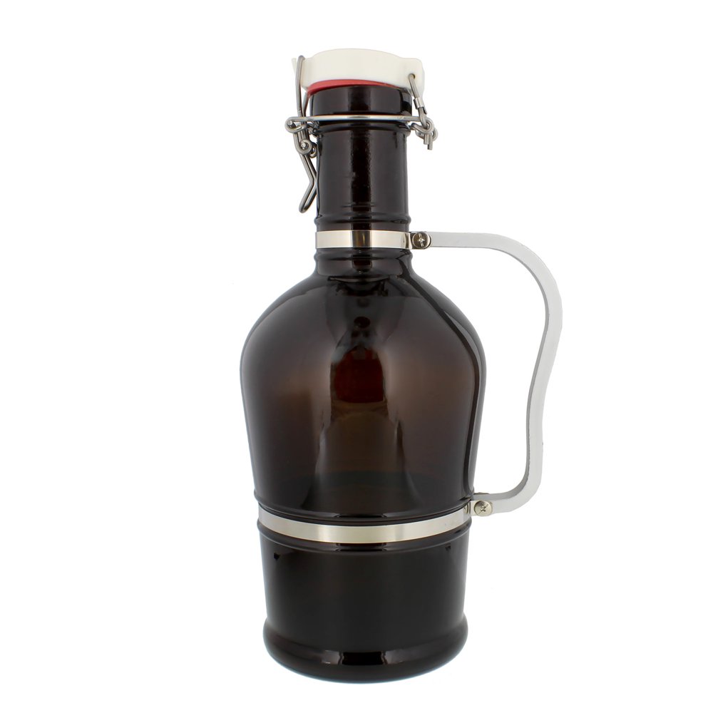 Amber Glass Growler, 2 Liter (Half Gallon / 64 oz) Beer Jug w/ Swing ...