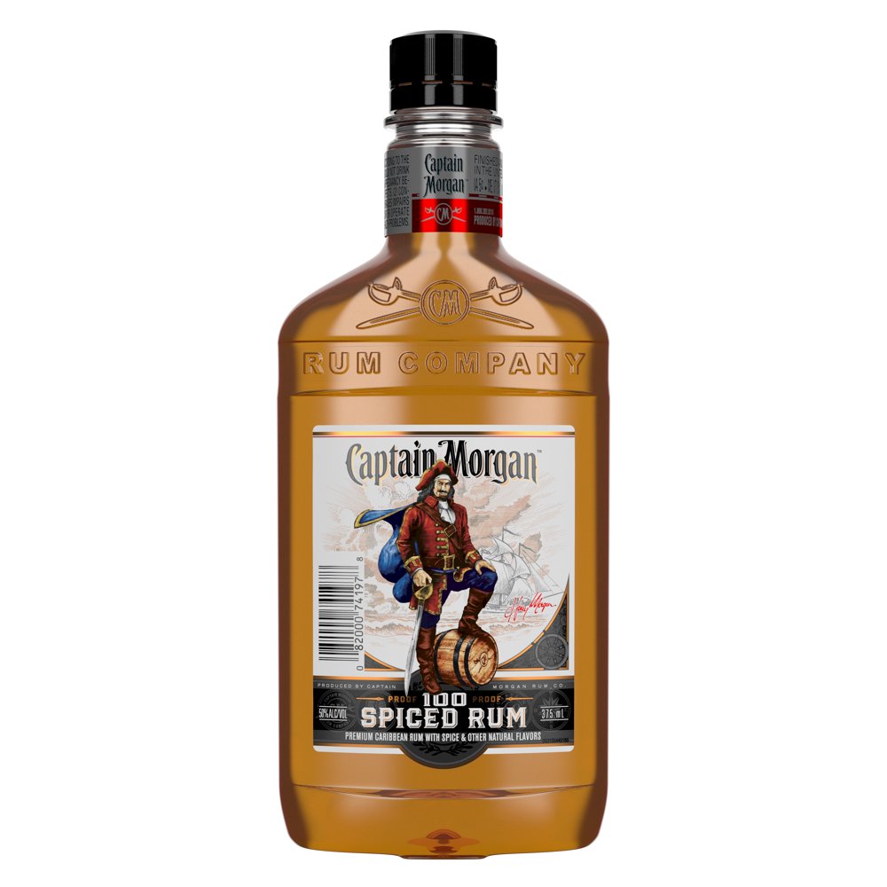Captain Morgan 100 Proof Spiced Rum, 375 mL