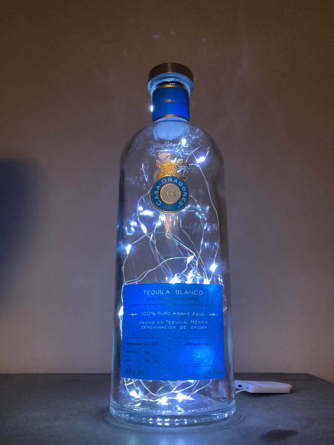 Casa Dragones Blanco Tequila Bottle with Battery Power LED ...
