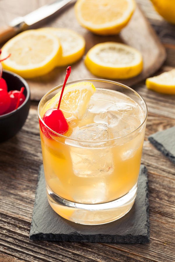 Homemade Whiskey Sour Cocktail Drink Stock Image