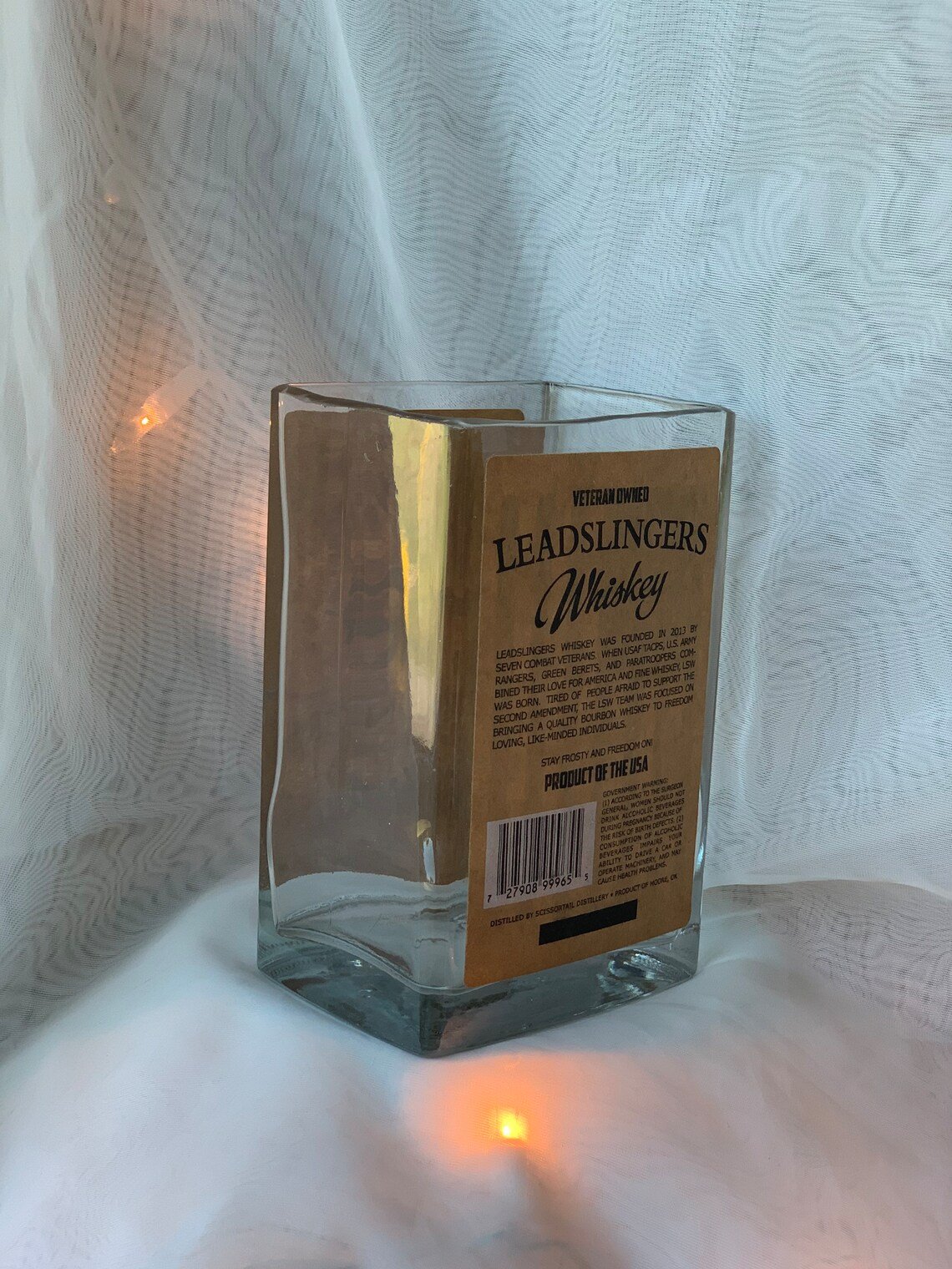 Leadslingers Bourbon Whiskey Hand Cut &  Sanded Bottle