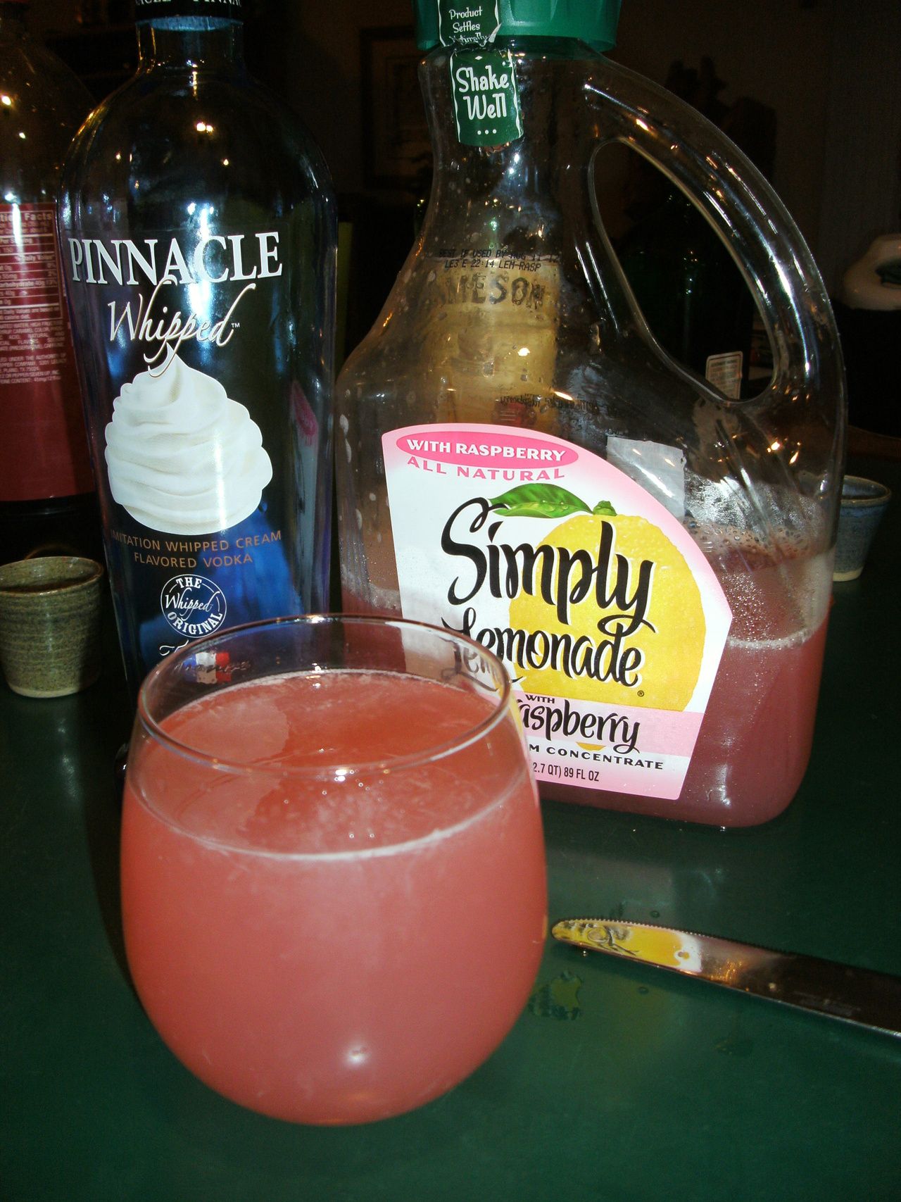 Pinnacle Whipped Vodka &  Simply Lemonade with Raspberry.