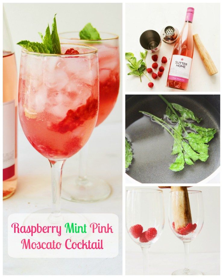 Raspberry Mint Pink Moscato Cocktail