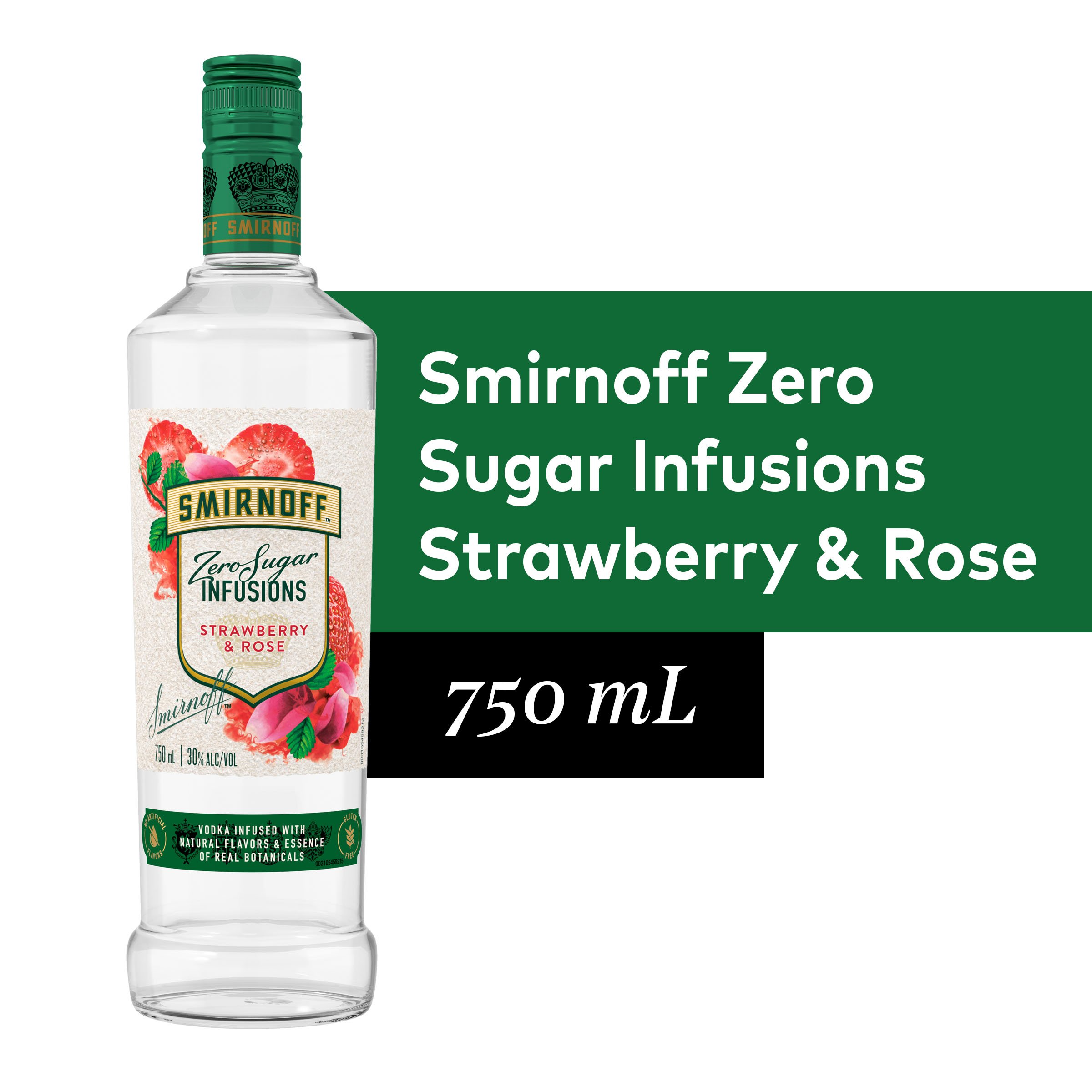 Smirnoff Zero Sugar Infusions Strawberry &  Rose, Vodka ...