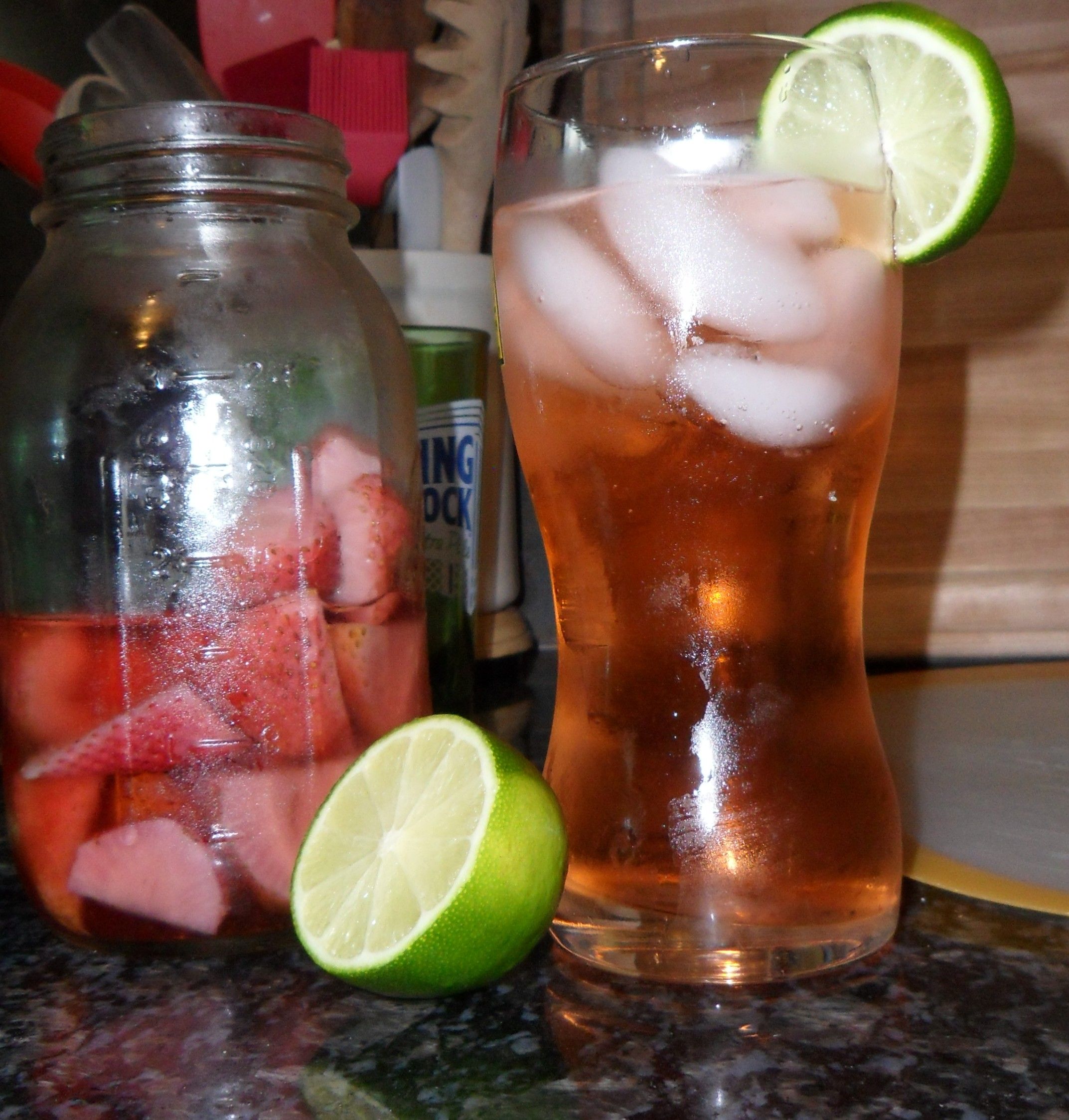 Strawberry infused vodka. Clean container. Add strawberries to jar and ...