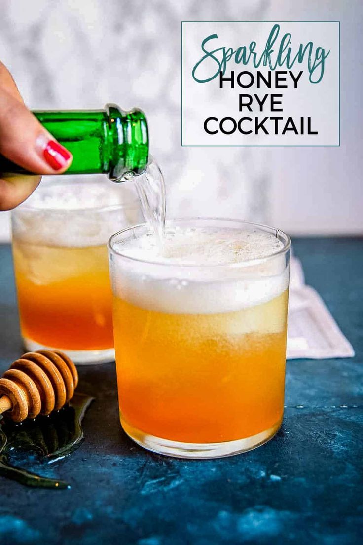 This sparkling honey rye whiskey cocktail is easy to make ...